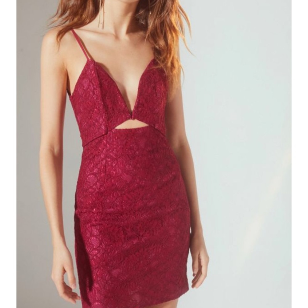 Line + Dot Lace Bodycon Mini Dress